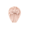 Ivory cotton ear detail baby turban with bow detail — Zara Waffle Bow Turban on white background