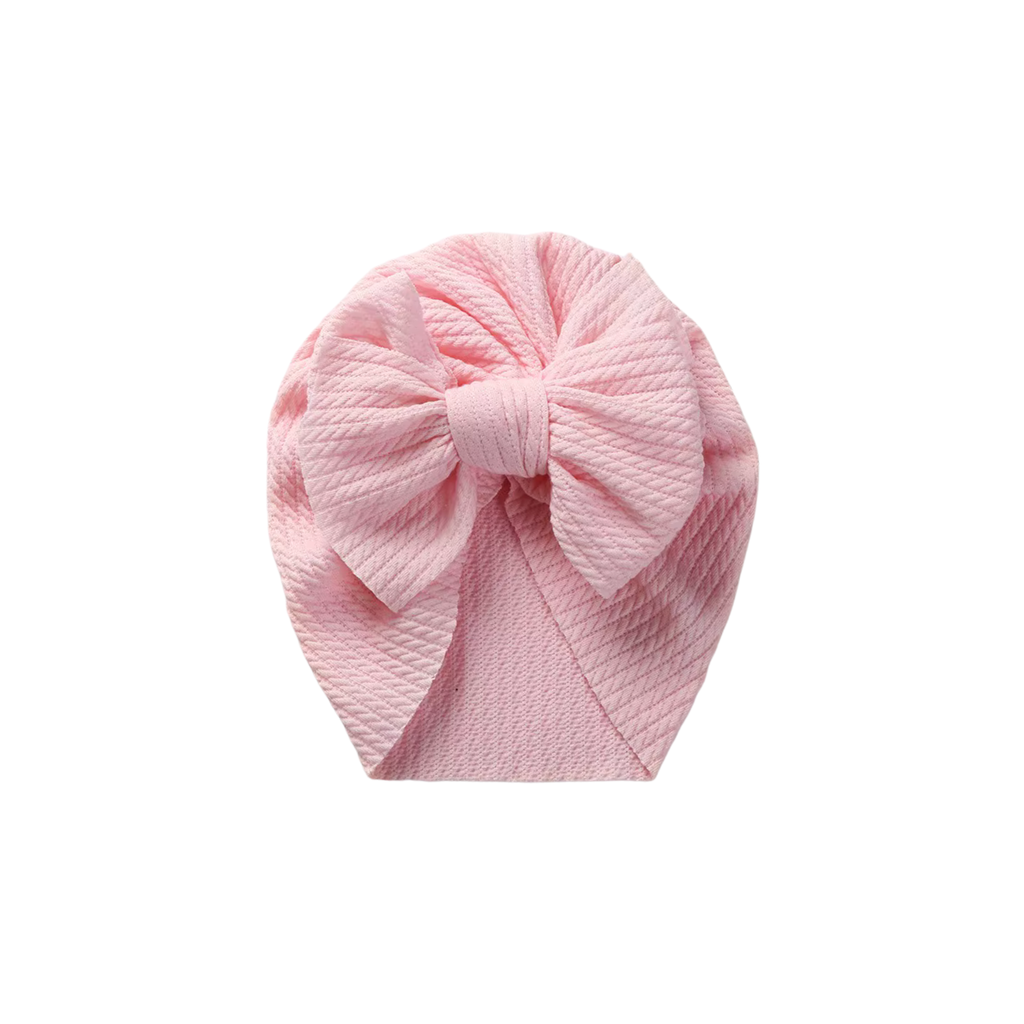Fairy floss textured baby turban with bow detail — Billie Bow Turban on white background