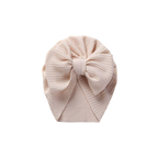 Ivory textured baby turban with bow detail — Billie Bow Turban on white background