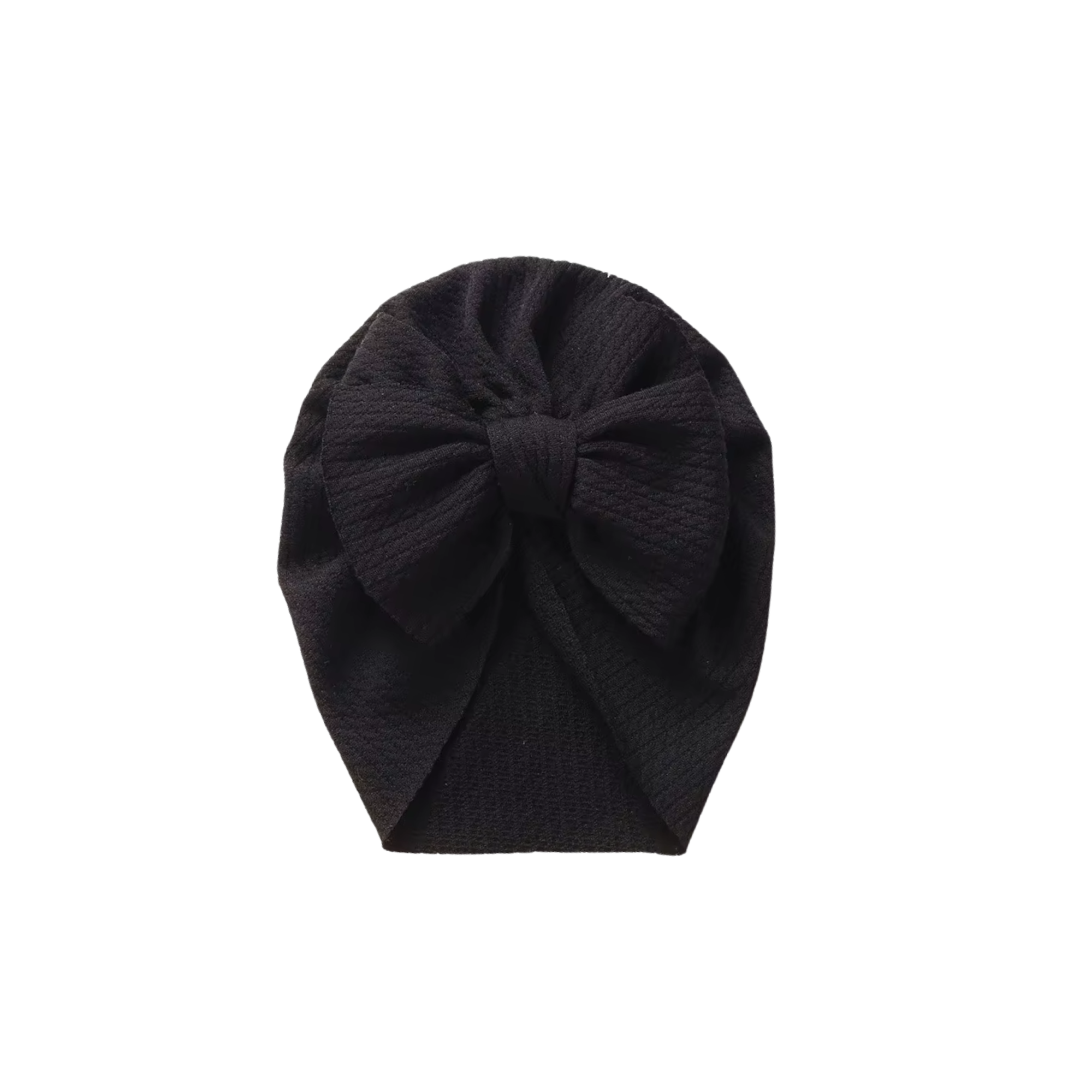 Jet textured baby turban with bow detail — Billie Bow Turban on white background