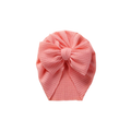 Coral textured baby turban with bow detail — Billie Bow Turban on white background