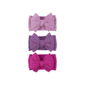 Bowie Double Bow Headband 3-Pack in Purple Rain — 3-pack baby headbands in Purple Rain tones on white background