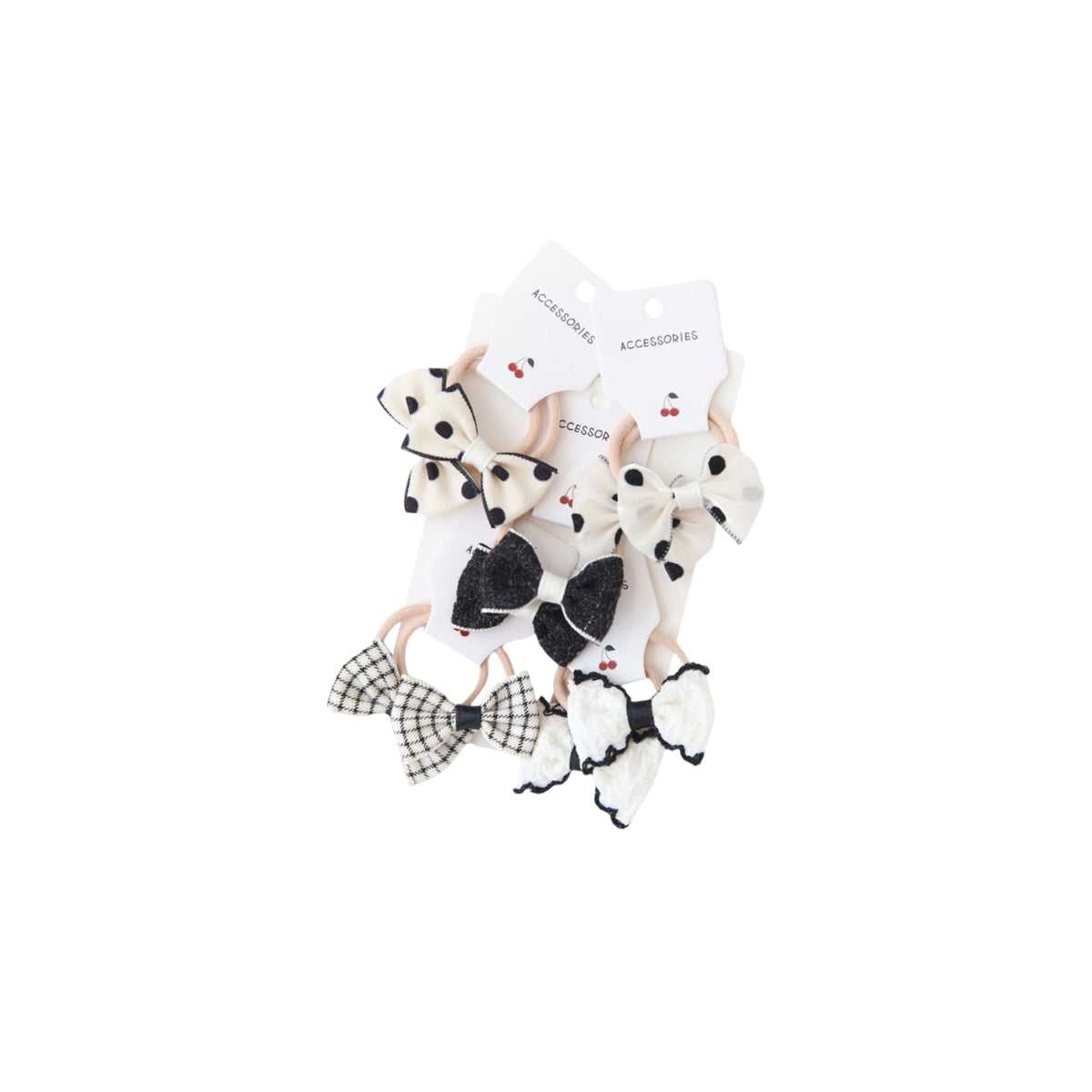 2 piece Bowie baby bow bundle in classic black and white, two cable knit bow headbands