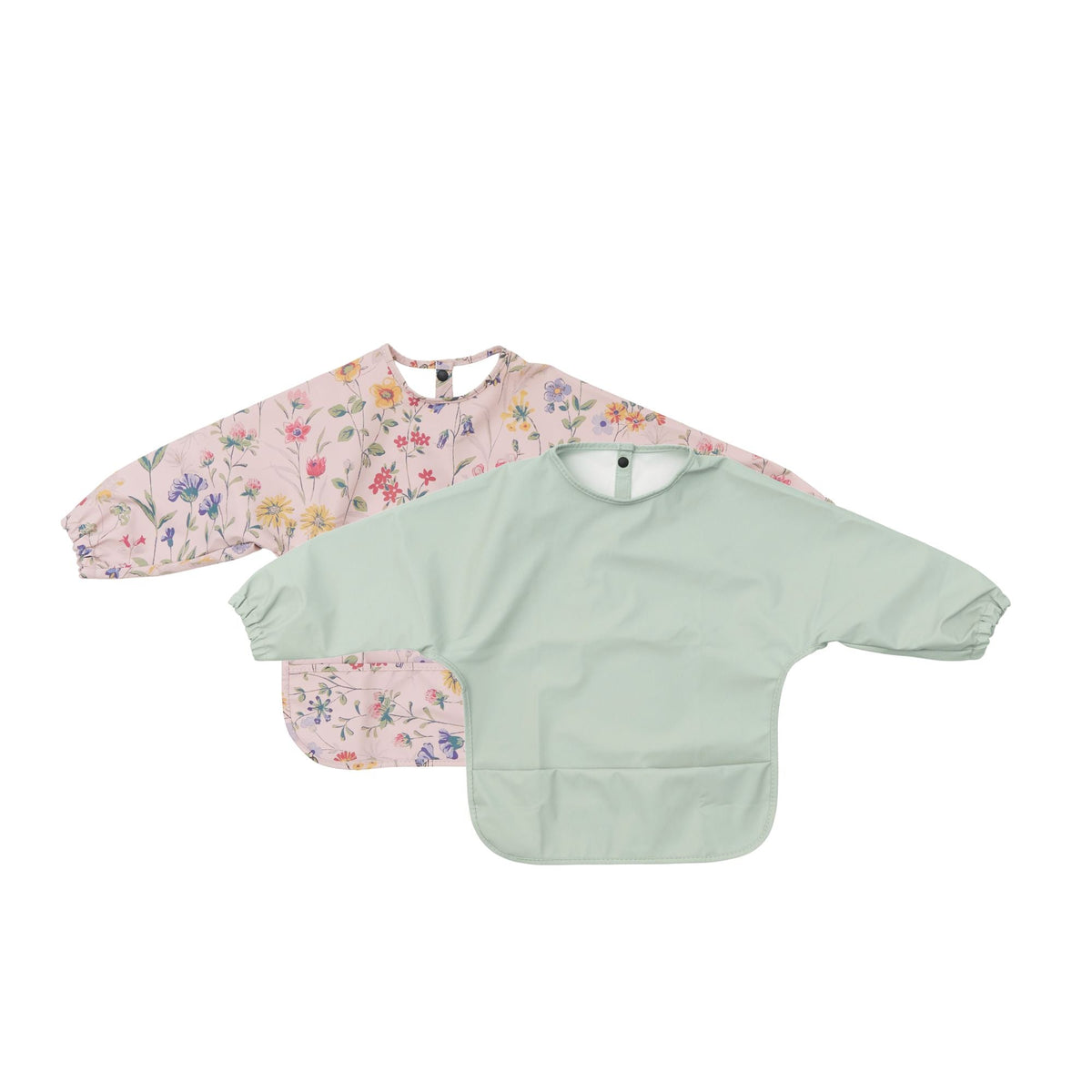 2 piece premium print waterproof long sleeve baby smock bib