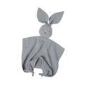 Dusk Blue cotton muslin bunny baby comforter — Twitch Bunny Cotton Baby Comforter in Dusk Blue on white background