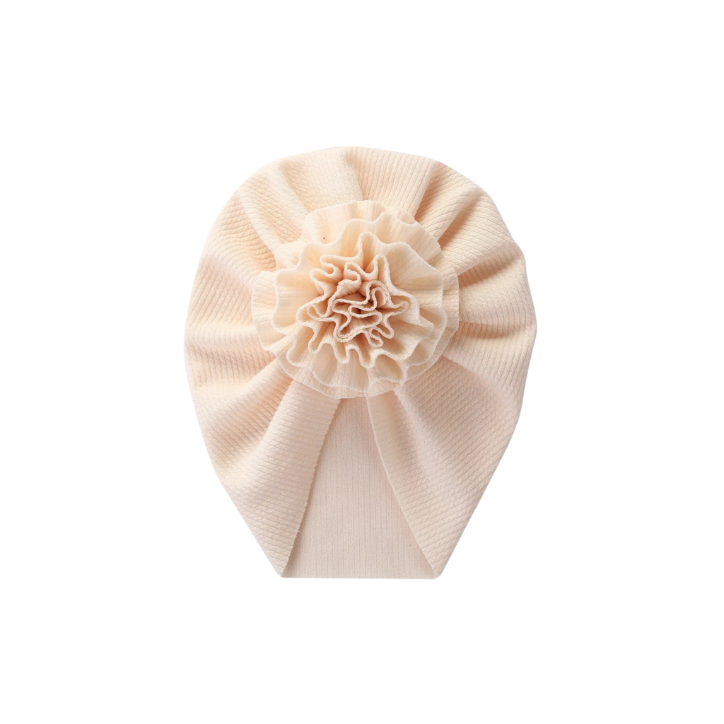 Cream rosette baby turban — Rosette Baby Turban on white background