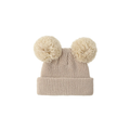 Oat knit double pom pom baby beanie — Scout Beanie on white background