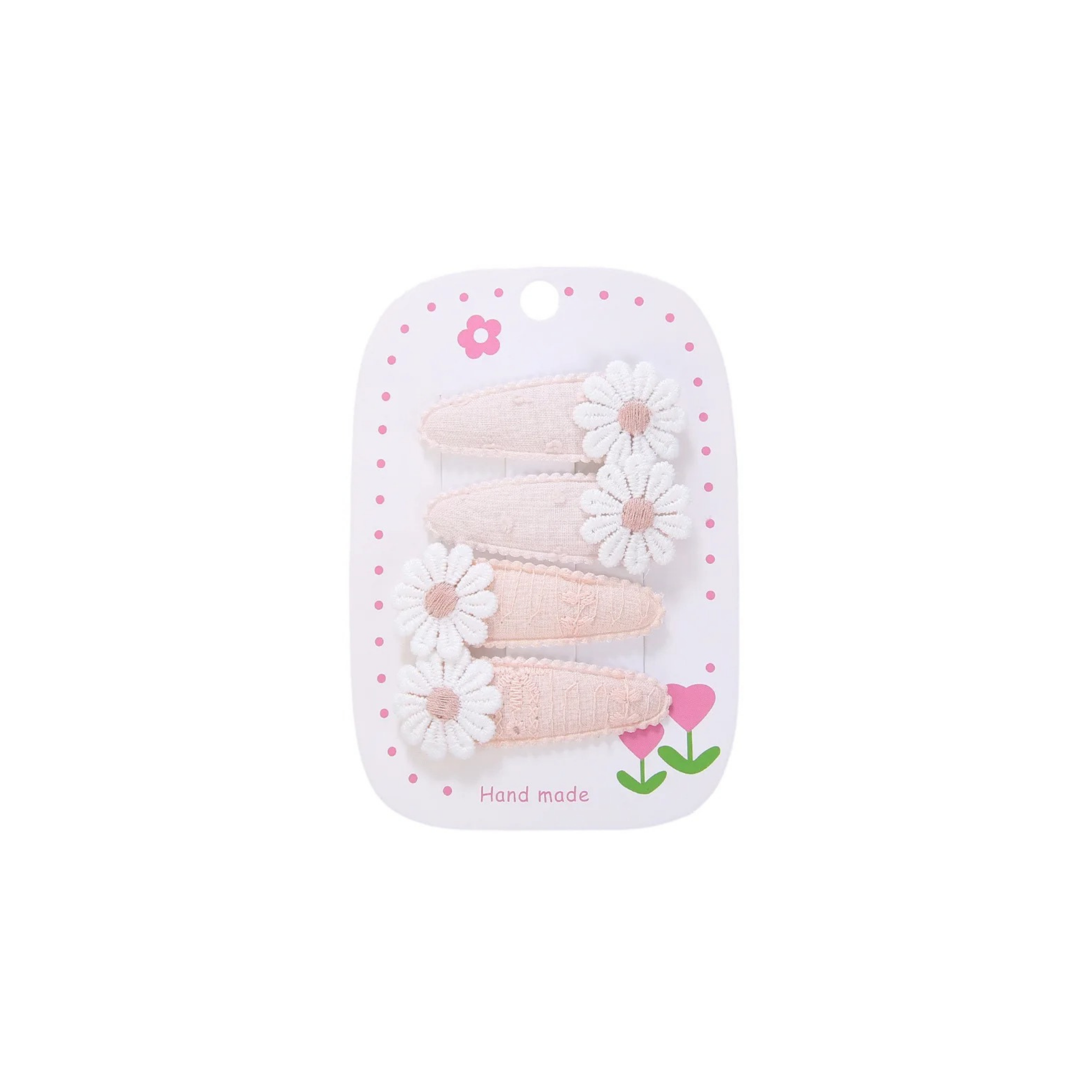 Fairy floss lace daisy baby hat — Daisy Duo Clips on white background