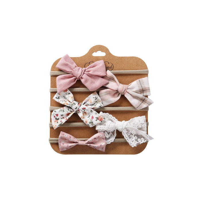 5-Piece Assorted Bow Headband Set in Dusty Rose