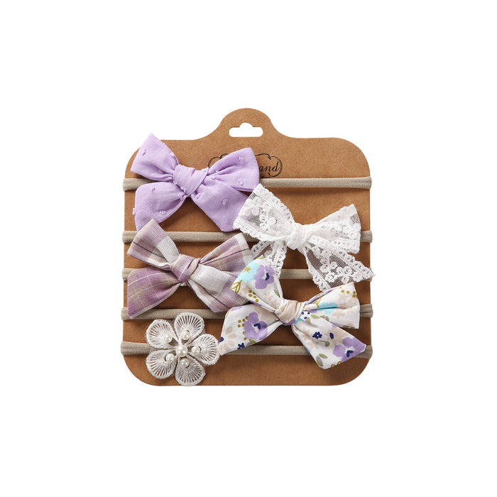 5-Piece Assorted Bow Headband Set in Luxe Lavender