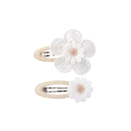 Peach lace baby hat — Blanc Petal Clip Set on white background
