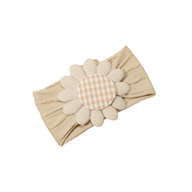 Petal Edit Gingham Baby Headband in Oat