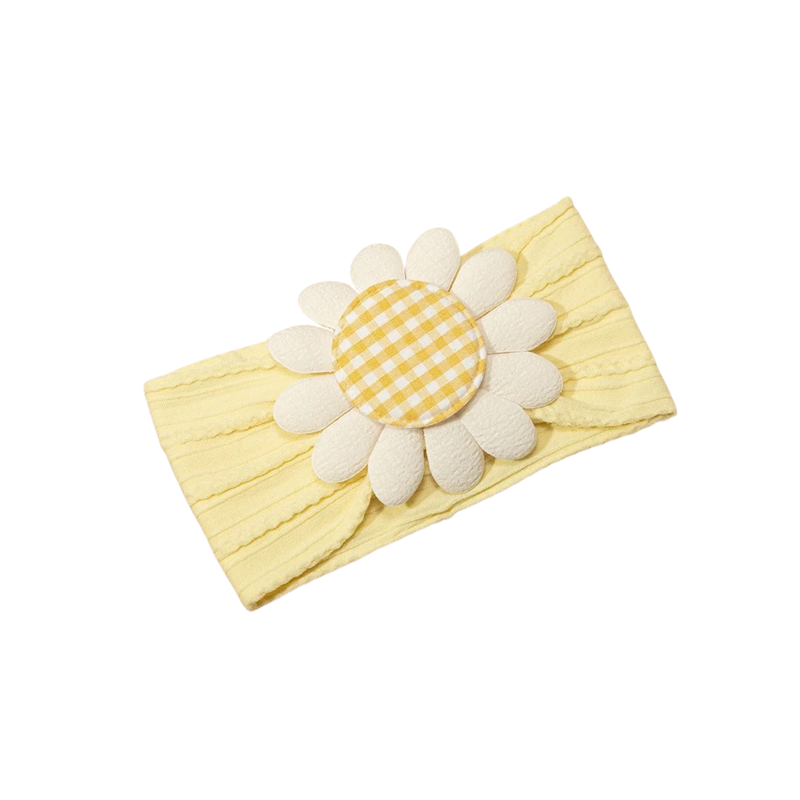 Petal Edit Gingham Baby Headband in Lemon