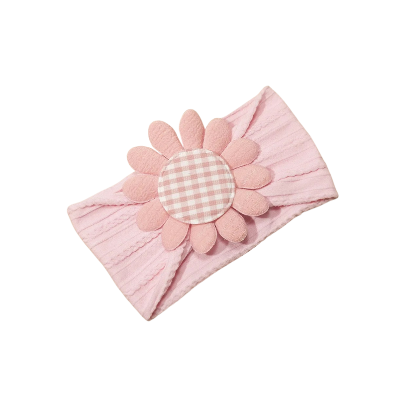 Petal Edit Gingham Baby Headband in Blush