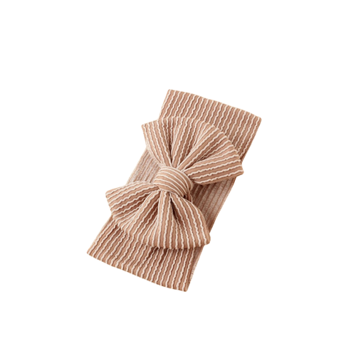 Tawny ribbed baby headband — Arlo Ribbed Bow Baby Headband on white background