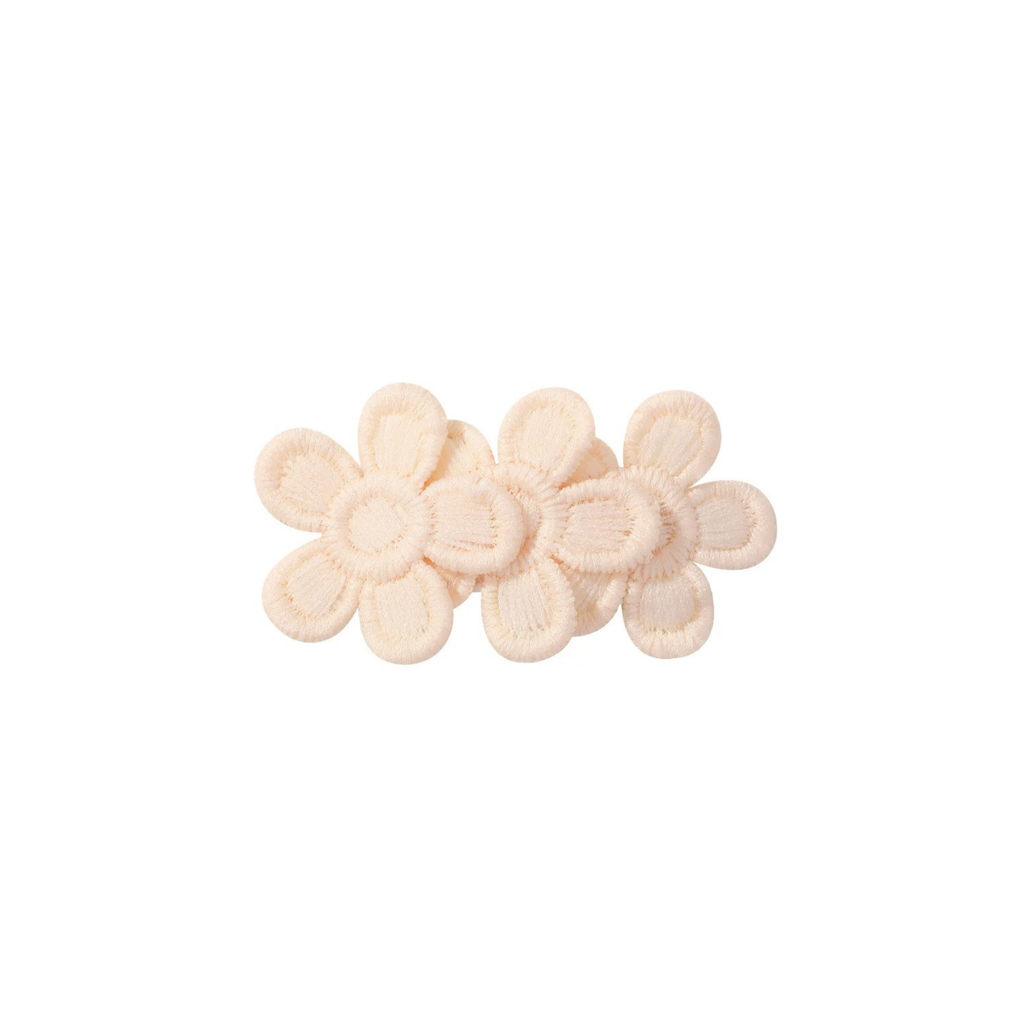 Cream lace floral baby hair clips — Fleur Baby Hair Clip on white background