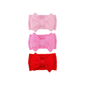 Bowie Double Bow Headband 3-Pack in Valentine — 3-pack baby headbands in Valentine tones on white background
