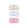 Bowie Double Bow Headband 3-Pack in Classic Blush — 3-pack baby headbands in Classic Blush tones on white background