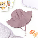 Wide Brim Baby Sun Hat in Antique Rose — cat baby hat showing face and soft texture