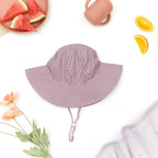 Wide Brim Baby Sun Hat in Antique Rose — detail shot showing fabric texture and quality