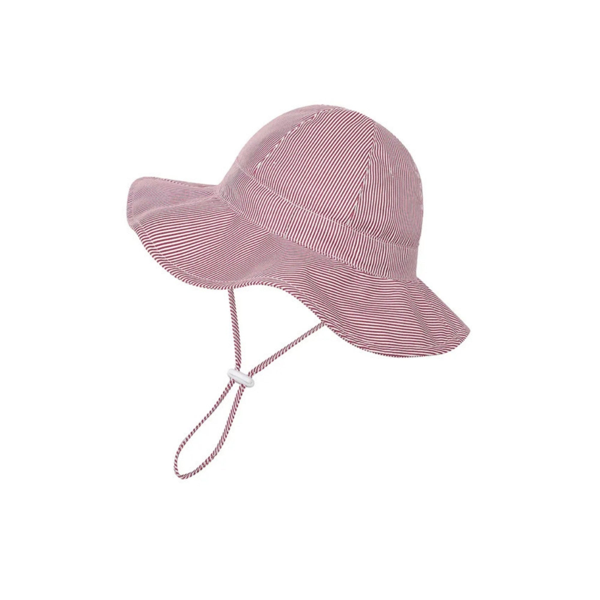 Antique rose ear detail baby hat — Wide Brim Baby Sun Hat on white background