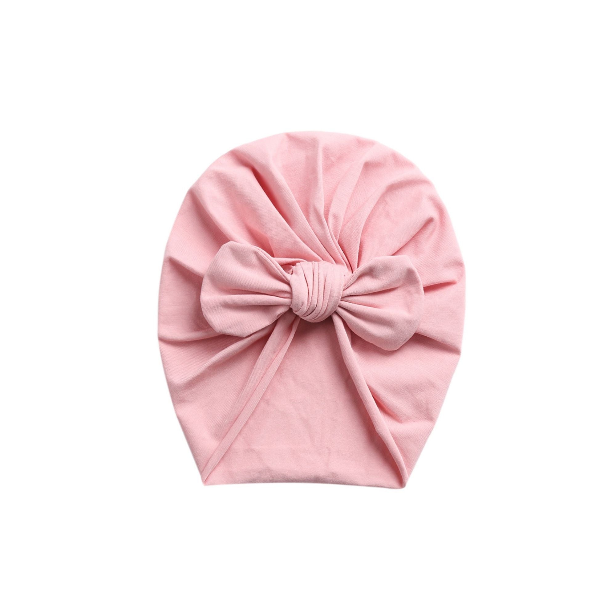 Flamingo ear detail baby turban — Baby Bunny Ear Turban on white background