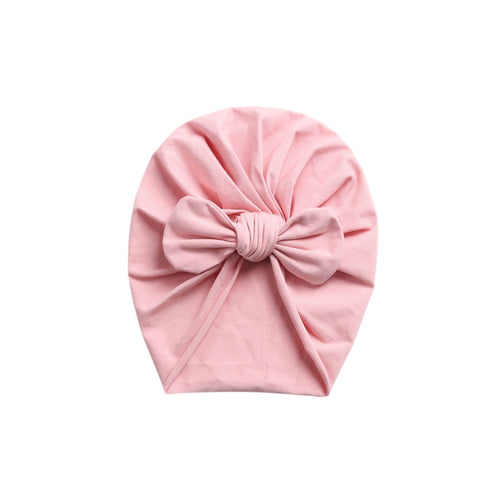 Flamingo ear detail baby turban — Baby Bunny Ear Turban on white background