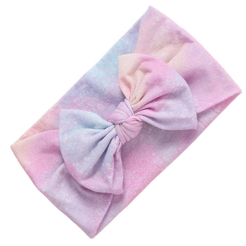 Nylon ear detail baby headband with bow detail — Baby Soft n Stretchy Single Bow Pattern Headband Design #7