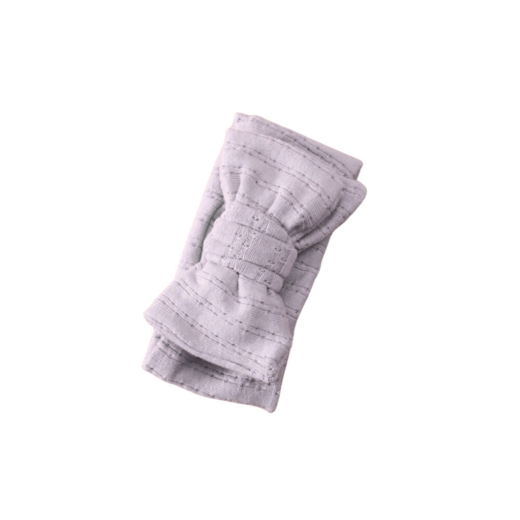 Grey knitted baby bow headband by Sommerfugl Kids