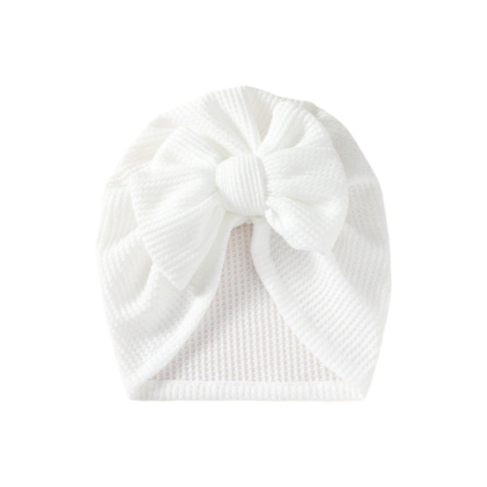 Baby Girl Waffle Bow Turban in White