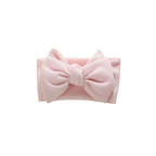 Fairy floss knit oversized bow baby headband — Winnie Waffle Headband on white background