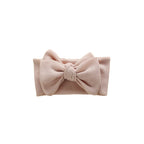 Sand knit oversized bow baby headband — Winnie Waffle Headband on white background