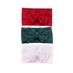 Festive set #1 nylon ear detail baby headband with bow detail — Baby Headband 3pc Set on white background