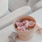 Baby Mini Textured Bow Headband in Fairy Floss — baby headband close-up showing textured