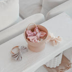 Baby girl wearing fairy floss baby headband with textured — Baby Mini Textured Bow Headband