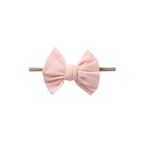 Fairy floss nylon textured baby headband with bow detail — Baby Mini Textured Bow Headband on white background