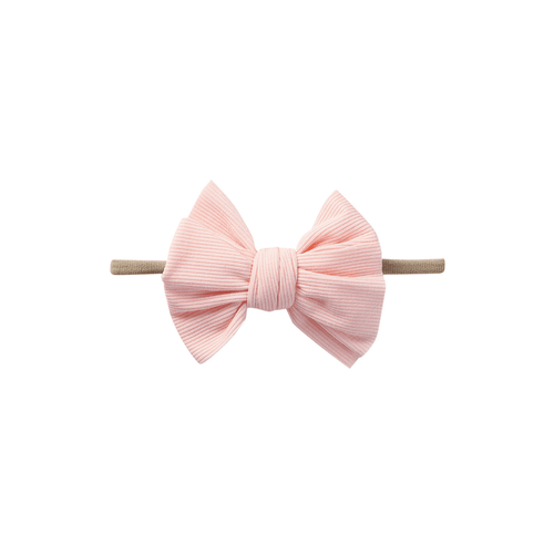 Fairy floss nylon textured baby headband with bow detail — Baby Mini Textured Bow Headband on white background