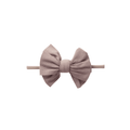 Tawny nylon textured baby headband with bow detail — Baby Mini Textured Bow Headband on white background
