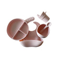 Cherry blossom silicone ear detail baby bib — Silicone Baby Feeding Set on white background