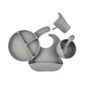 Koala grey silicone ear detail baby bib — Silicone Baby Feeding Set on white background