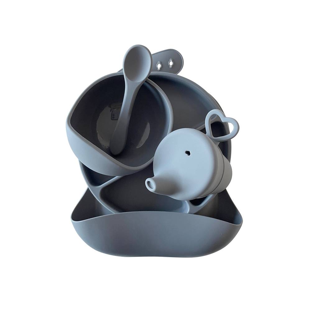 Silicone Baby Feeding Set in Night Comet — close-up showing silicone texture and craftsmanship