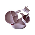 Periwinkle silicone ear detail baby bib — Silicone Baby Feeding Set on white background