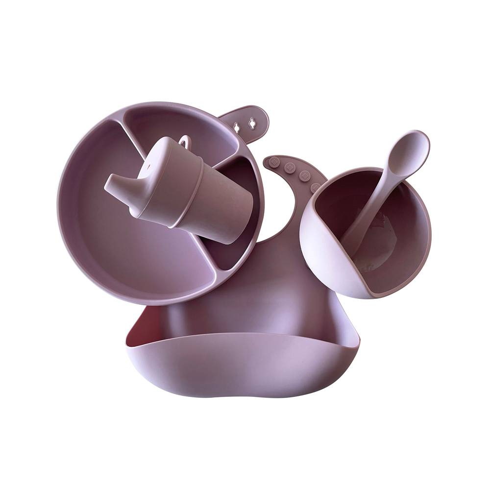 Silicone Baby Feeding Set in Periwinkle — close-up showing silicone texture and craftsmanship