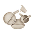 Sand dune silicone ear detail baby bib — Silicone Baby Feeding Set on white background