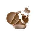 Walnut cream silicone ear detail baby bib — Silicone Baby Feeding Set on white background