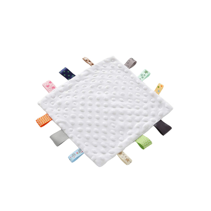 Baby Tags Square Security Blanket Sensory Plush in White