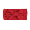 Glisten red nylon ear detail baby headband with bow detail — Bambi Soft Bow Headband on white background
