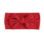 Glisten red nylon ear detail baby headband with bow detail — Bambi Soft Bow Headband on white background