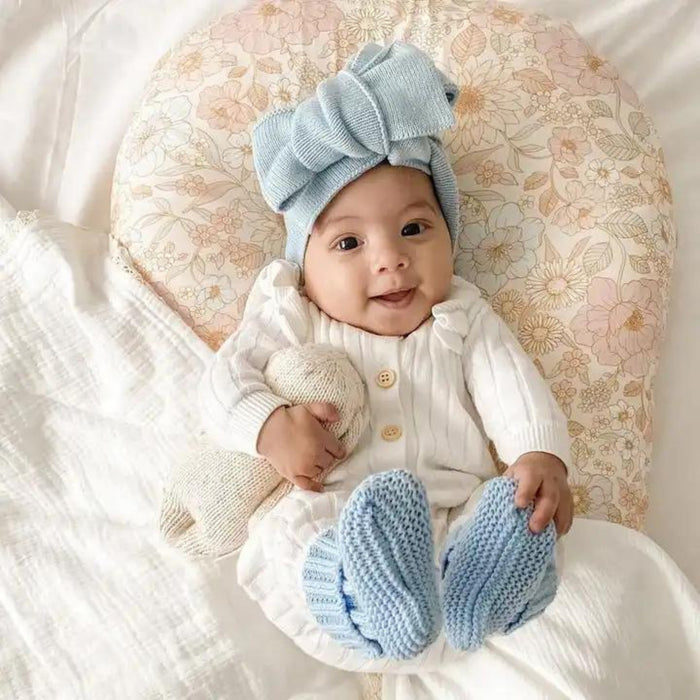 Baby Toddler Big Bow Ariel Headwrap Headband Soft in Sky Blue