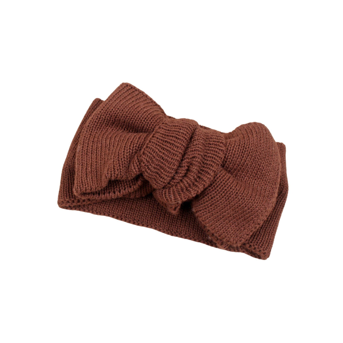 Chocolate cotton oversized bow baby headband — Stevie Baby Bow Headband on white background